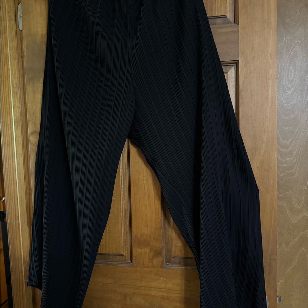 Source Unknown Black Pinstripe Wide Leg Pants